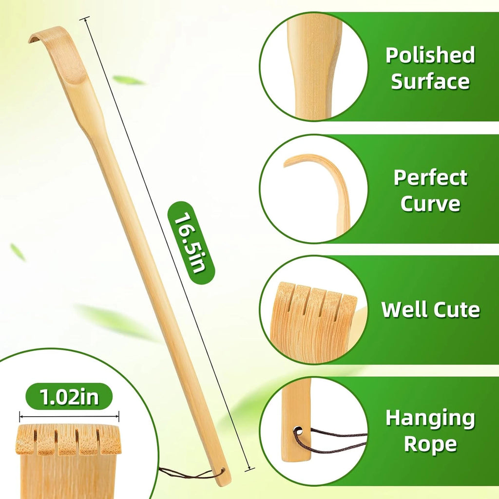 Back Scratcher, 2 Pieces 16.5" Natural Strong Sturdy Traditional Bamboo Wooden B