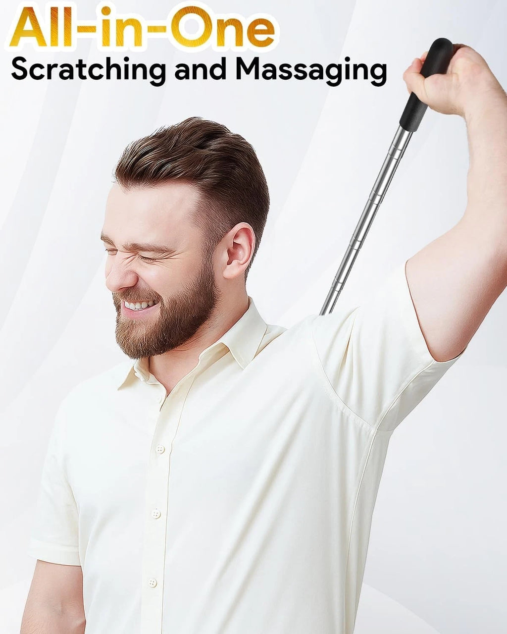 Compact Telescoping Back Scratcher - Featuring 4 Heads for Ultimate Relaxation