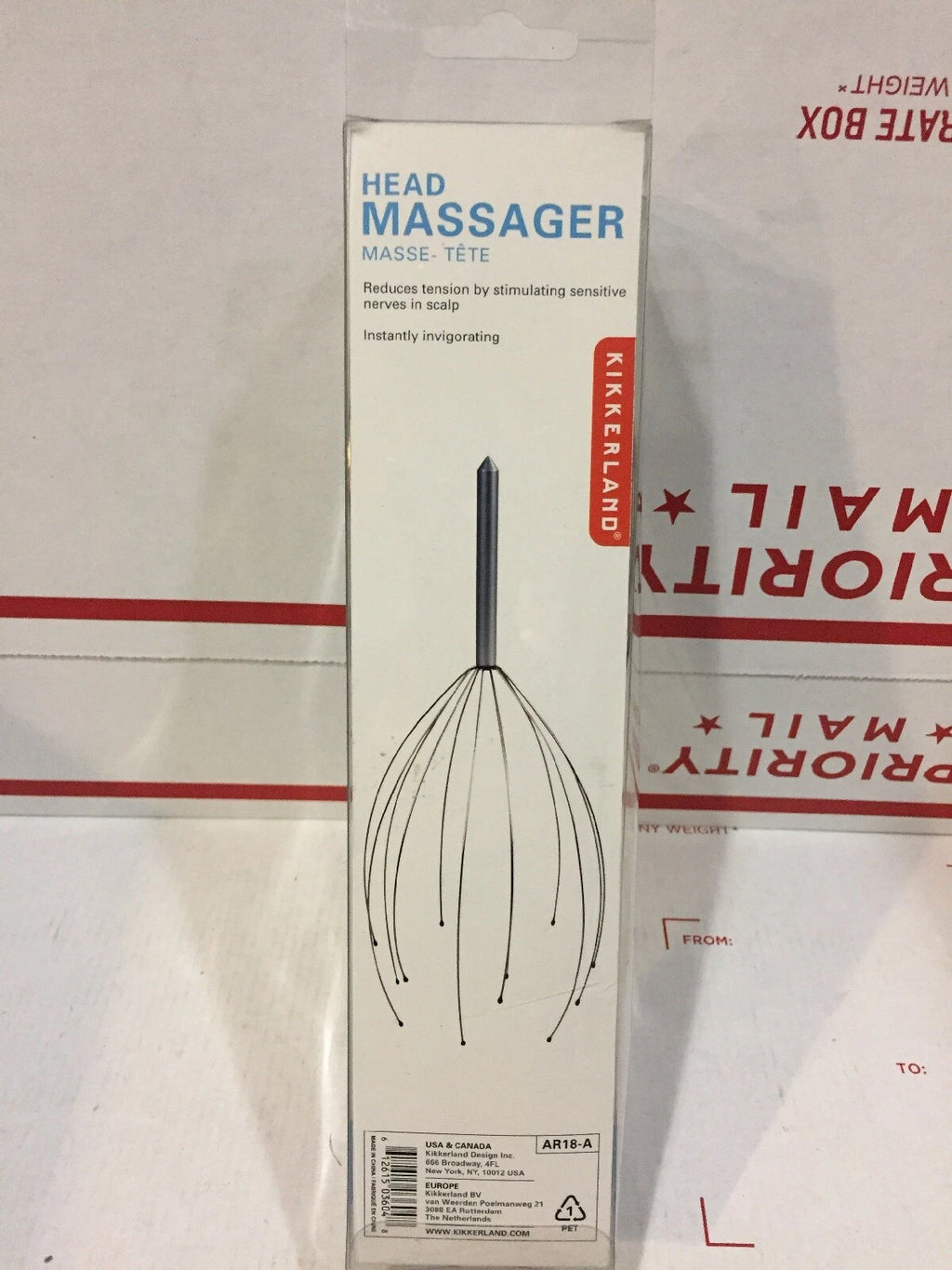 Kikkerland Purple Head Massager Scratcher  AR18-A - MASSE-TETE - Box