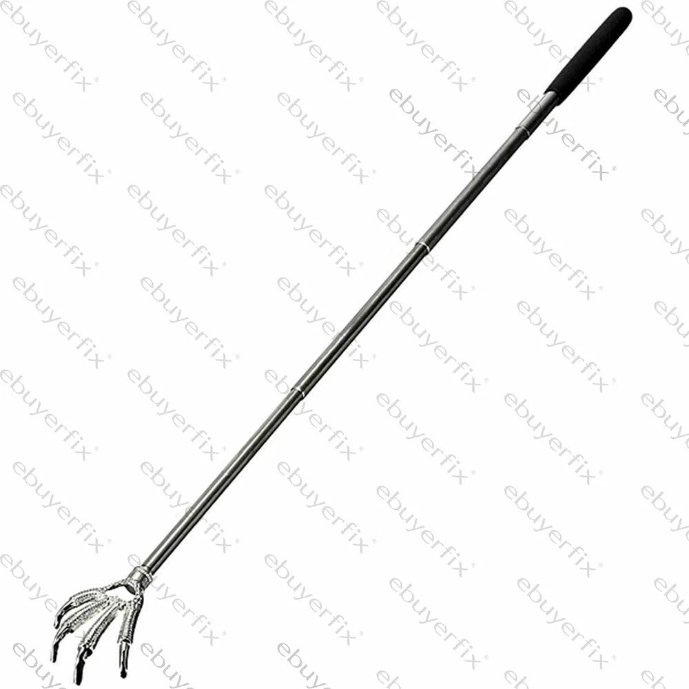 EAGLE CLAW METAL BACK SCRATCHER BLACK TELESCOPIC EXTENDABLE MASSAGER UK STOCK
