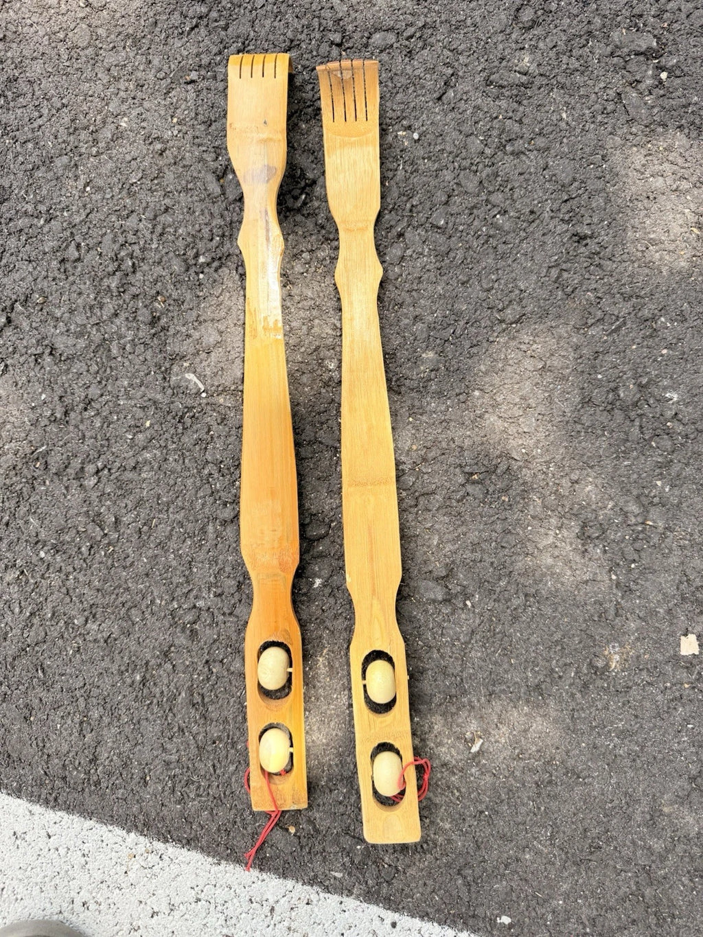 2 Pack Bamboo Wooden Back Scratcher Massage Rollers Long Reach Long Reach NEW