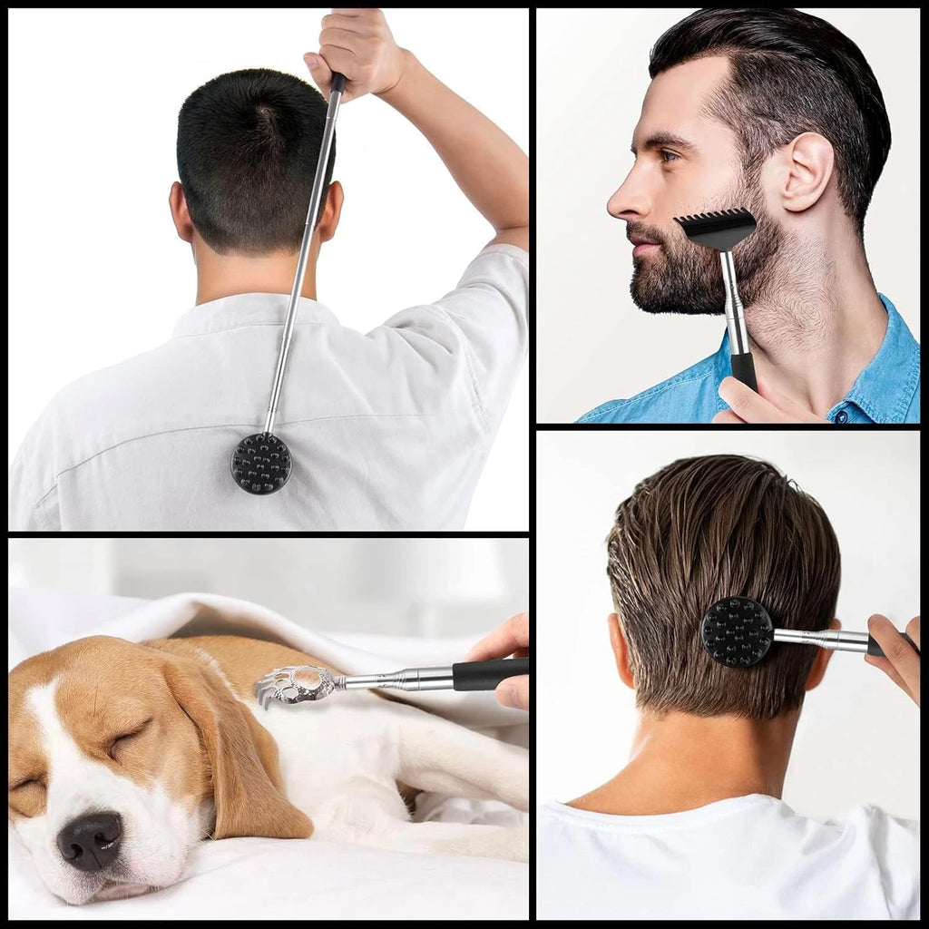 Telescoping Back Scratcher with 4Pcs Detachable Scratching Heads, Gifts for Men