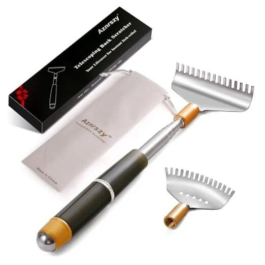 Back Scratcher with 2Pcs Replaceable Heads, Head Body Hand Scratcher Massager