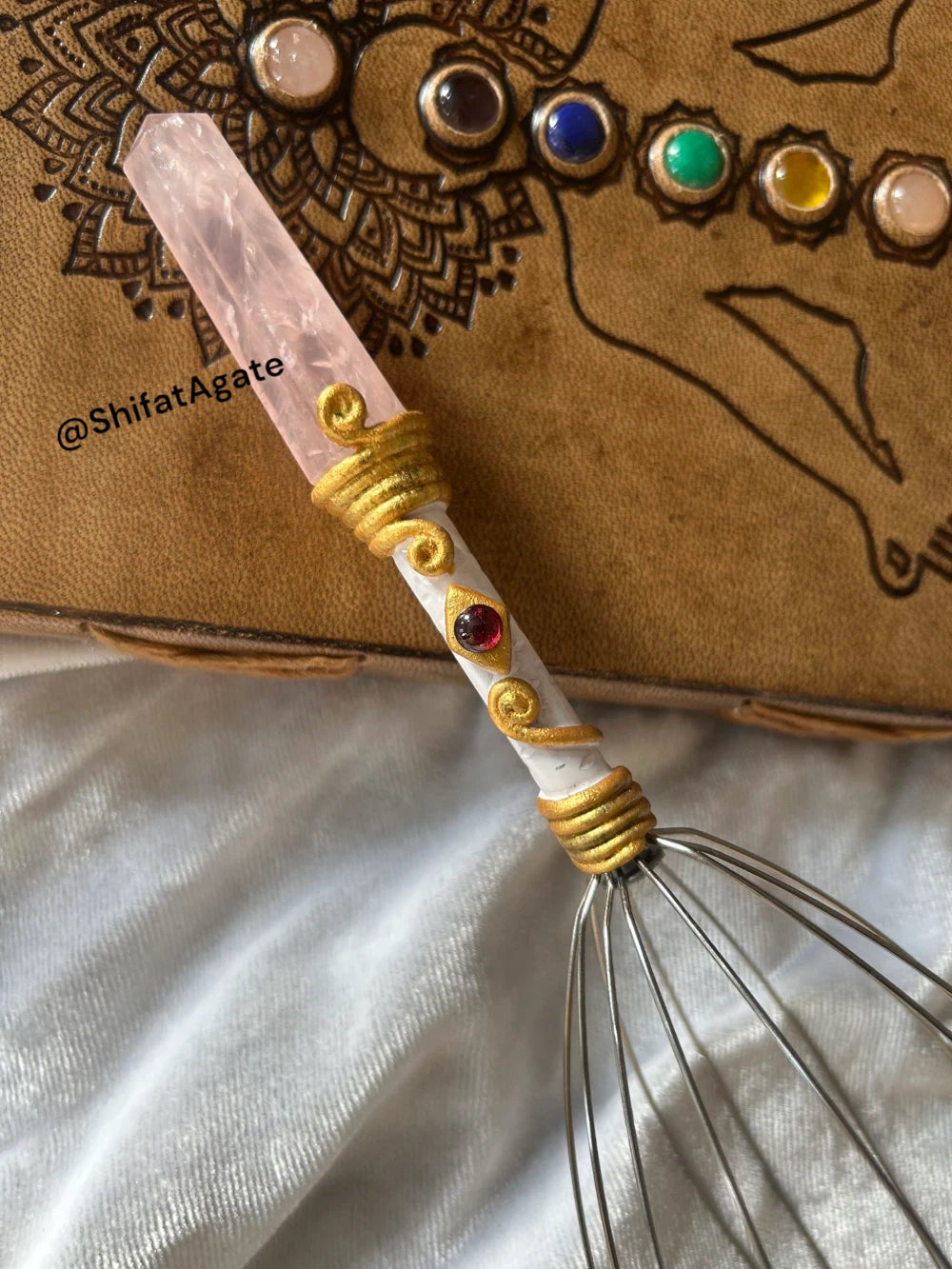 Rose Quartz Crystal Head Massager Octopus Scalp Scratcher Handmade Crystal Gift