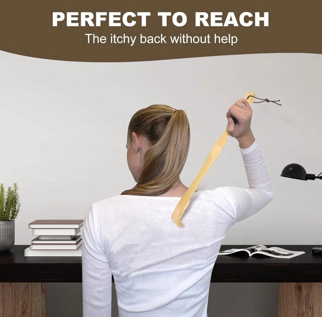 2 Pack Wooden Bamboo Back Scratcher, 19 Inch Long Handle 2 Pack,