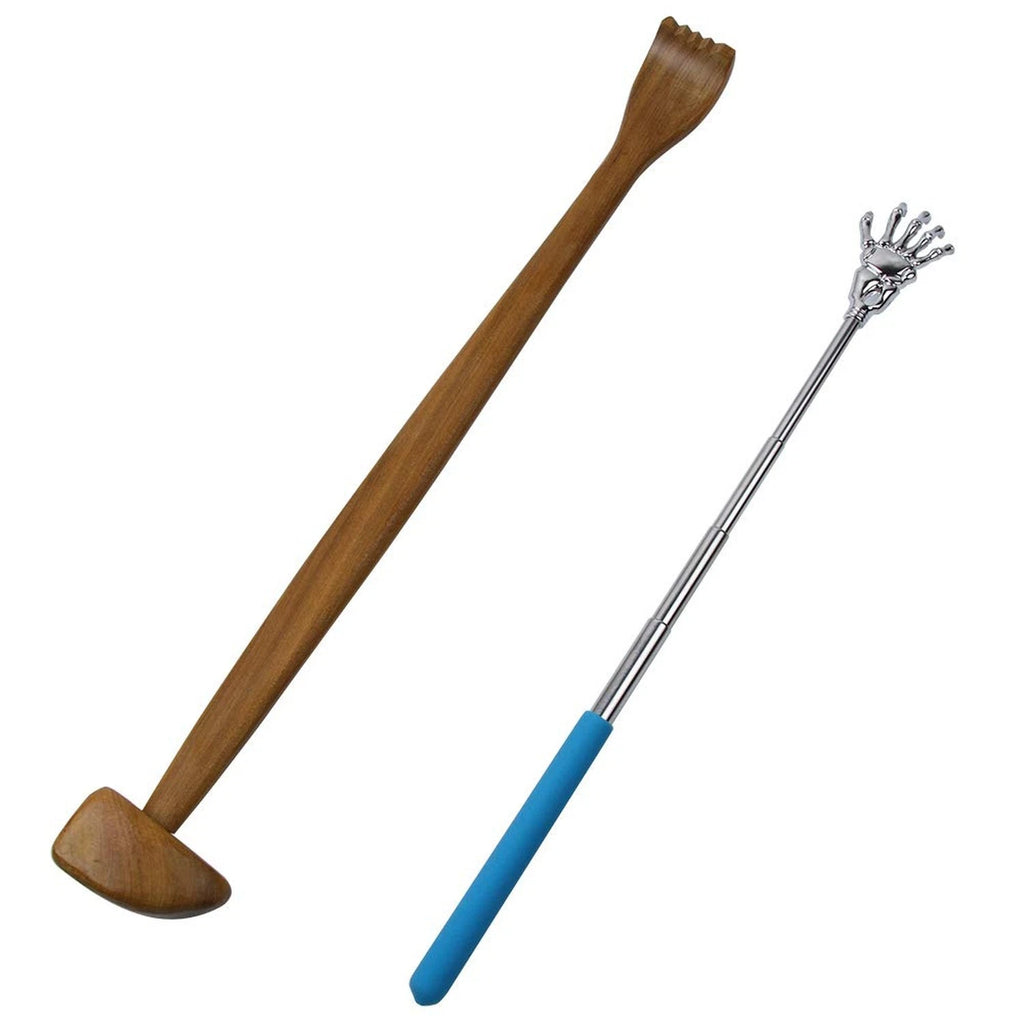 ICObuty Massage Scratcher Hammer Wooden Crafted and Metal Back Scratcher Set ...