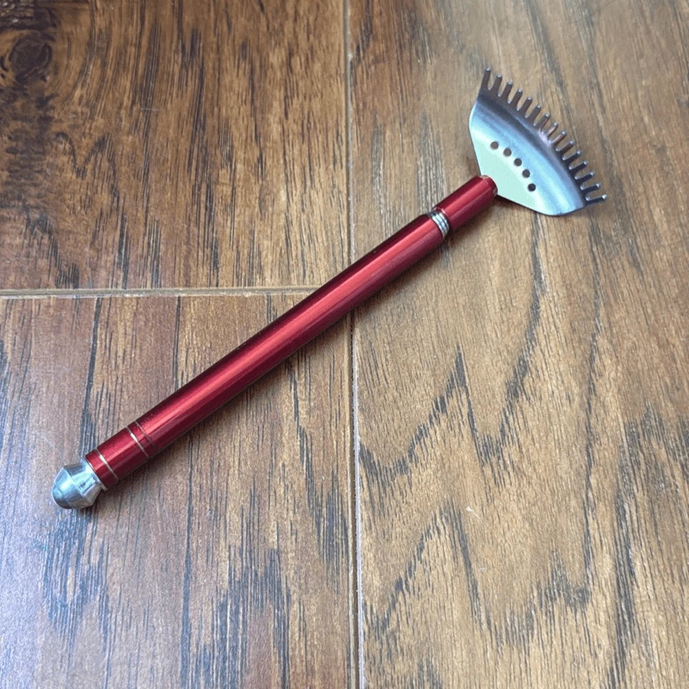Red Silver Extendable Back Scratcher Ear Wax Remover Screwdriver