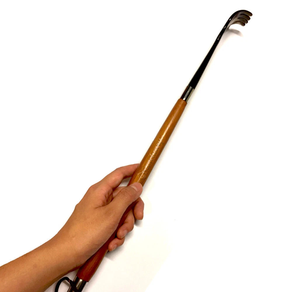 Back Scratcher Buffalo-Horn Massager Wooden Handle Durable Handmade Craft 17"