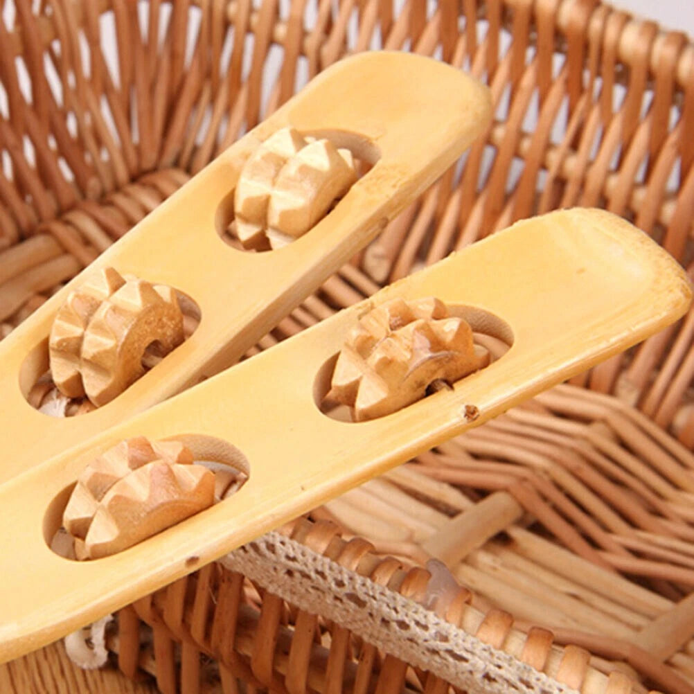 2 Pack Back Scratcher Massage Rollers Bamboo Long Reach Therapeutic Natural New