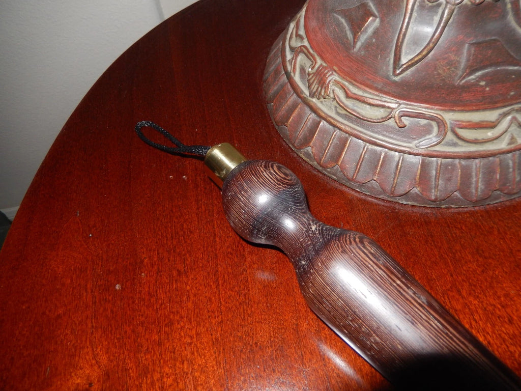 Vintage Rolled Wood, Brass Hand Back Scratcher