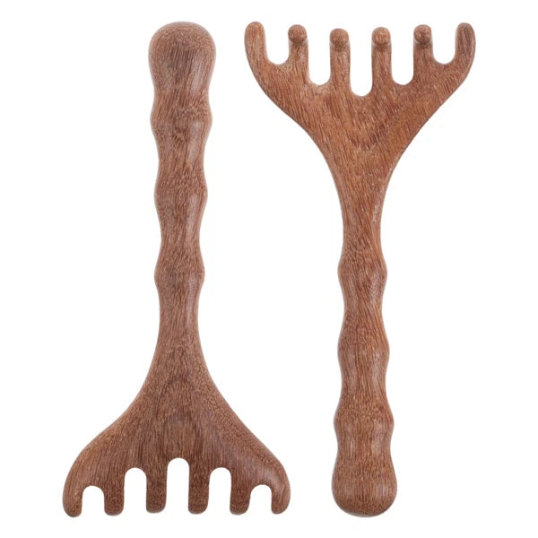 2 Pcs Sandalwood Massager Wooden Scalp Comb Head Scratcher Tool Hair