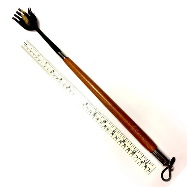 Back Scratcher Buffalo-Horn Massager Wooden Handle Durable Handmade Craft 17"