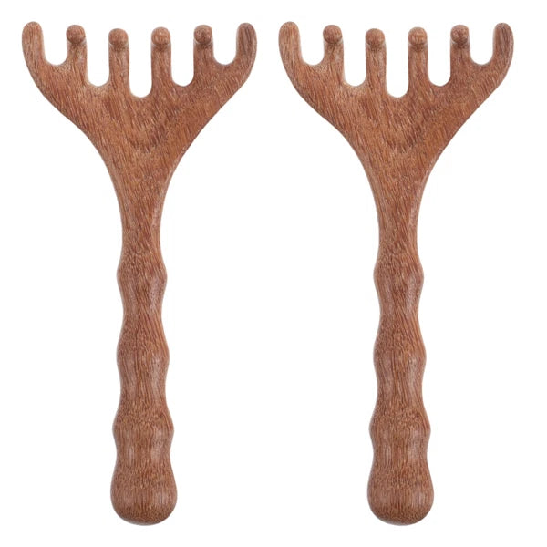 2 Pcs Sandalwood Massager Wooden Scalp Comb Head Scratcher Tool Hair