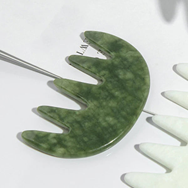 Jade Massage Comb Head Scratcher Massager Whisk Stone Hair Guiding