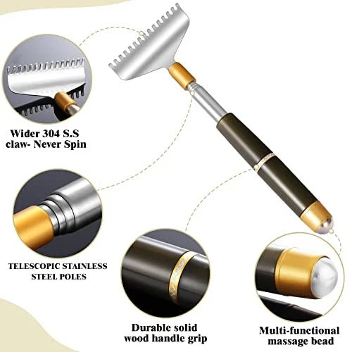 Back Scratcher with 2Pcs Replaceable Heads, Head Body Hand Scratcher Massager