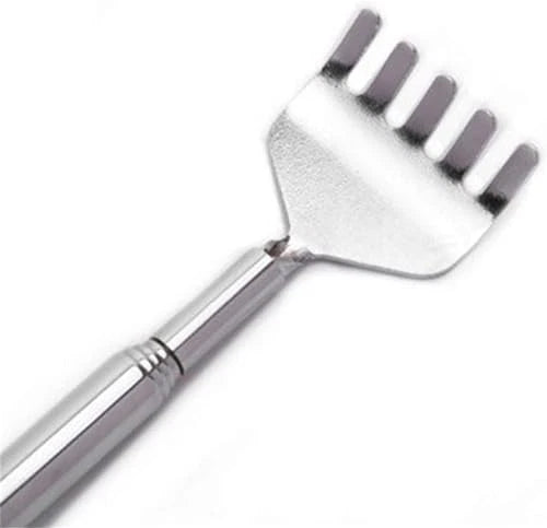 Silver Stainless Steel Back Scratcher Massager Extendable Scratching Tool for