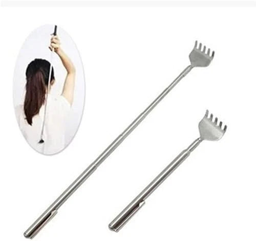 Silver Stainless Steel Back Scratcher Massager Extendable Scratching Tool for