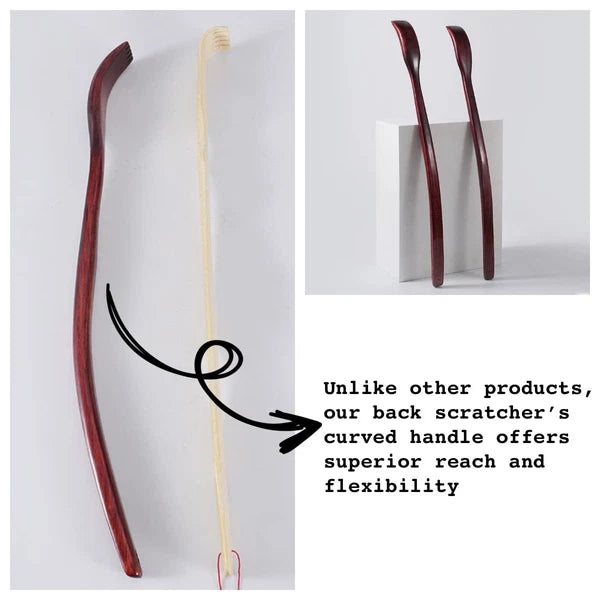 Oversized Wooden Back Scratcher: 18'' Extended Curved Handle for Better Reach,