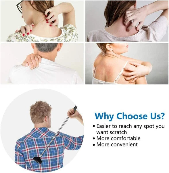 3 Pack Extendable Back Scratcher, Stainless Steel Portable Telescoping Back