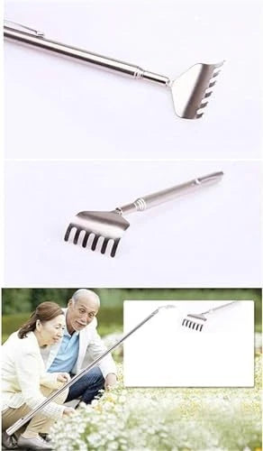 Silver Stainless Steel Back Scratcher Massager Extendable Scratching Tool for