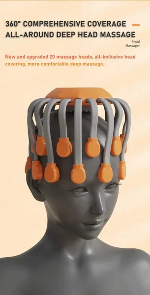 20-Head Scalp Massager with Red Light Therapy Octopus Scratcher Orange