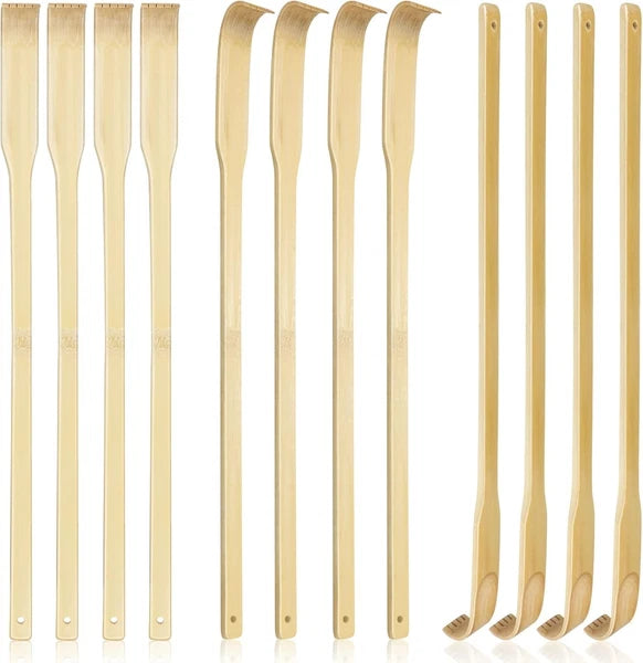 12 PCS Natural Bamboo Back Scratcher Traditional Wooden Back Scratcher,Long Back