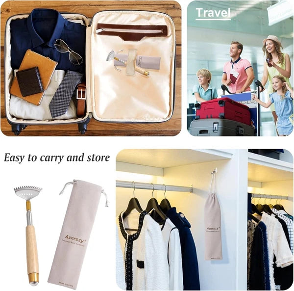 Back Scratchers Extendable Metal Wooden Handle Massage Roller 2 Pack