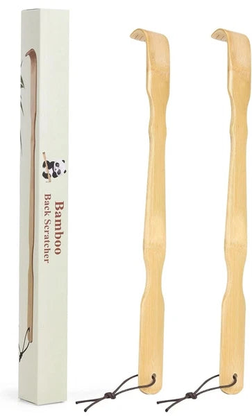 2 Pack Wooden Bamboo Back Scratcher, 19 Inch Long Handle 2 Pack,