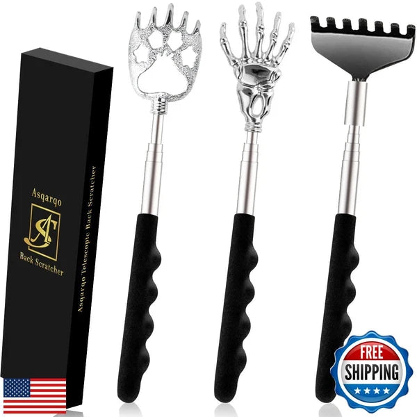 Asqraqo Back Scratcher 3 Pack Different Design Stainless Telescopic Back scra