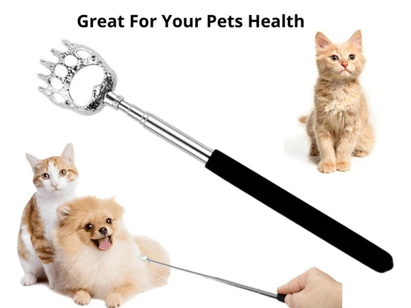 Stainless Steel & Rubber Extendable 30“ Back Scratcher with 3 Detachable Heads