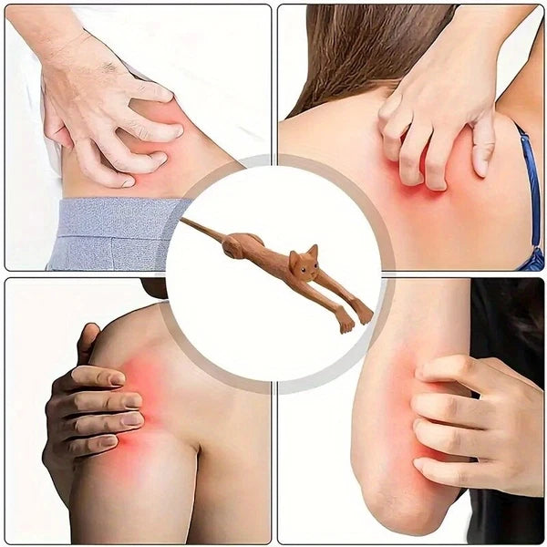 Wooden Cat Shaped Back Scraper, Manual Massage Tool, Manual Back Scratcher