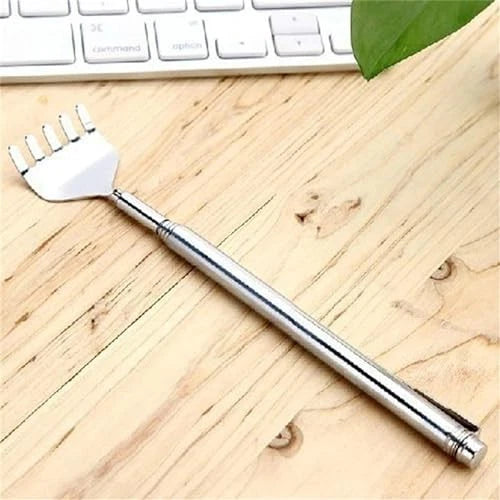 Silver Stainless Steel Back Scratcher Massager Extendable Scratching Tool for