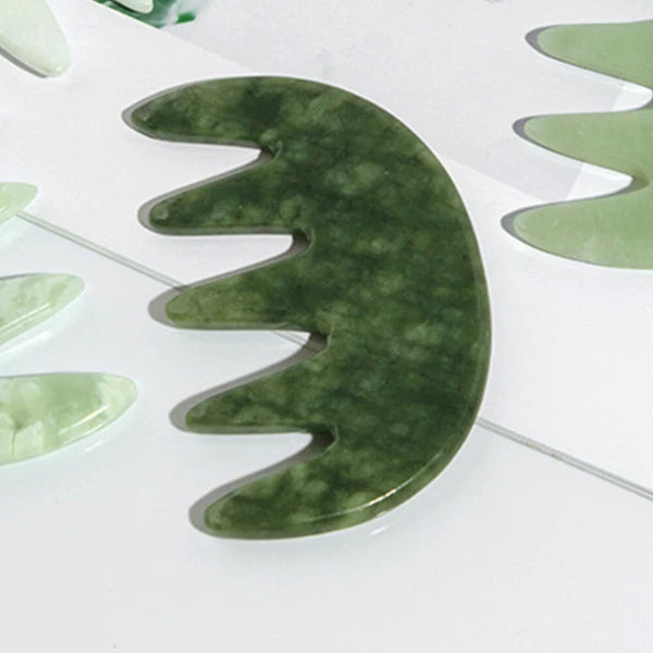 Jade Massage Comb Head Scratcher Massager Whisk Stone Hair Guiding