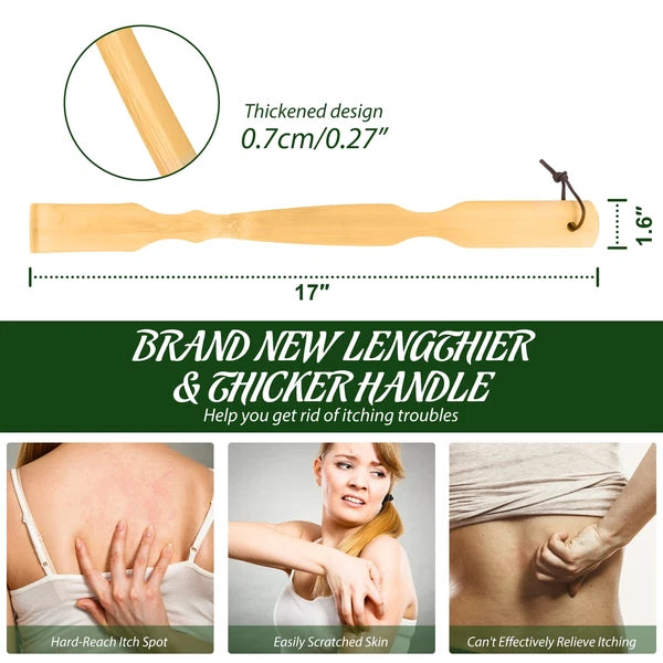 2 Pack Wooden Bamboo Back Scratcher Body Relaxation Massager for Itch Relief
