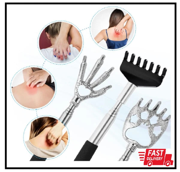 3 Pack Back Scratcher Metal Portable Telescoping with Rubber Handles, Extendable