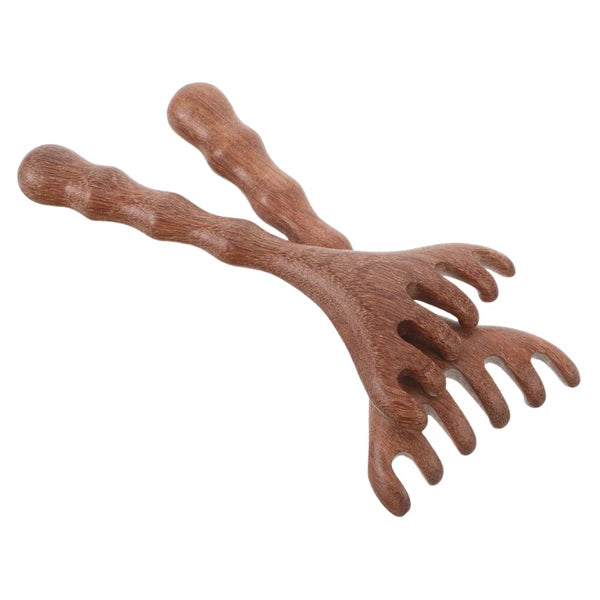 2 Pcs Sandalwood Massager Wooden Scalp Comb Head Scratcher Tool Hair