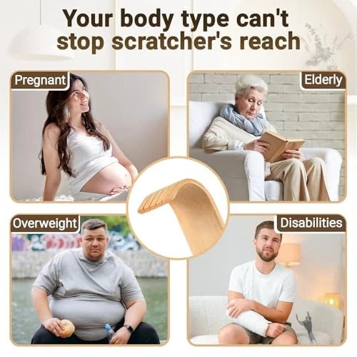 Wooden Bamboo Back Scratcher, 17" Natural Handmade Back Scratchers for 3 Pack