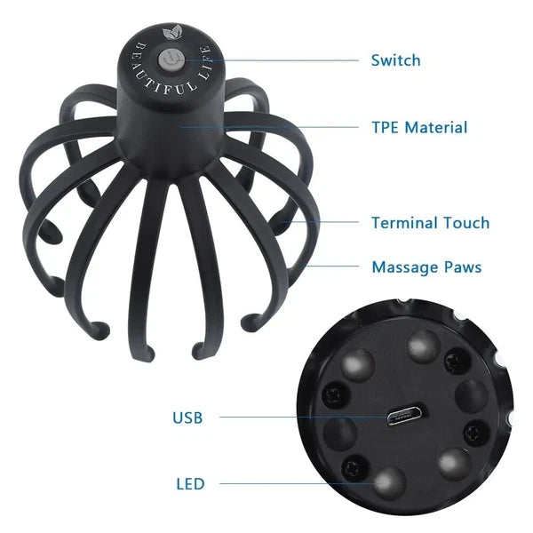 Electric Octopus Claw Scalp Massager Stress Relief Therapeutic Head Scratcher
