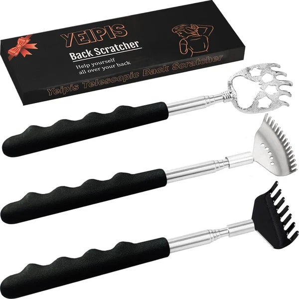 3 Pack Different Back Scratcher Metal Portable Telescoping with Rubber Handles