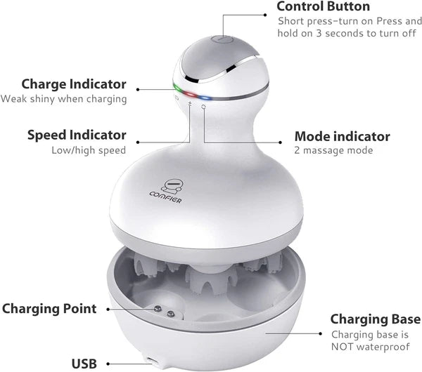 Electric Cordless Hair Scalp Massager with Kneading 84 Massage Nodes, Handheld P