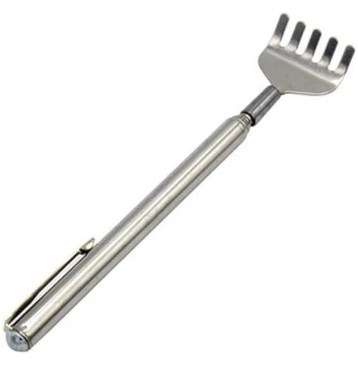 Silver Stainless Steel Back Scratcher Massager Extendable Scratching Tool for