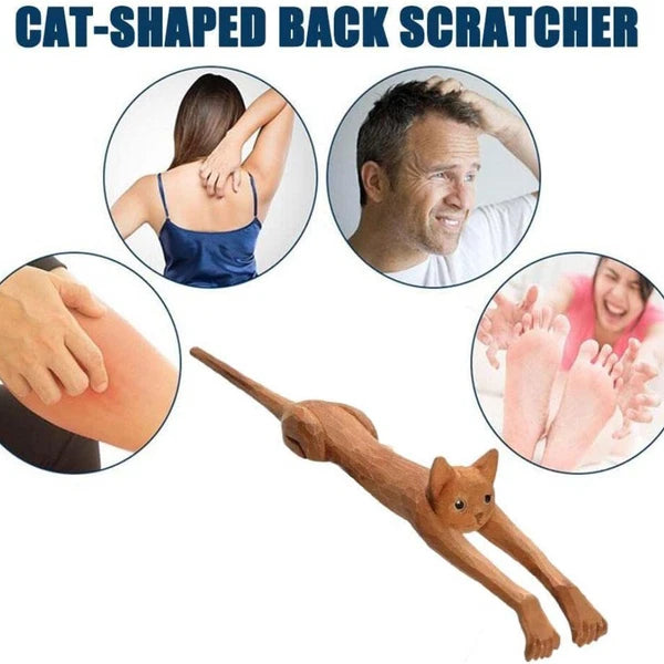 Wooden Cat Shaped Back Scraper, Manual Massage Tool, Manual Back Scratcher