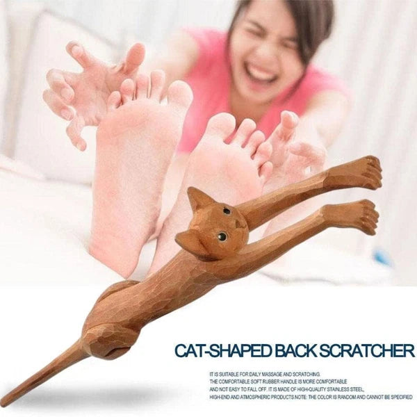 Wooden Cat Shaped Back Scraper, Manual Massage Tool, Manual Back Scratcher