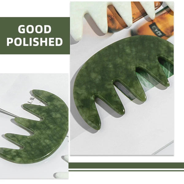 Jade Massage Comb Head Scratcher Massager Whisk Stone Hair Guiding
