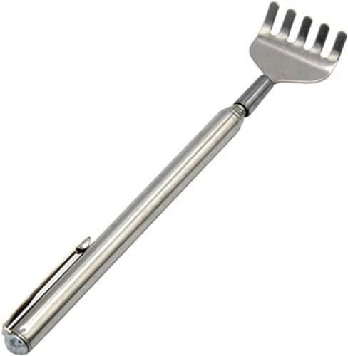 Silver Stainless Steel Back Scratcher Massager Extendable Scratching Tool for