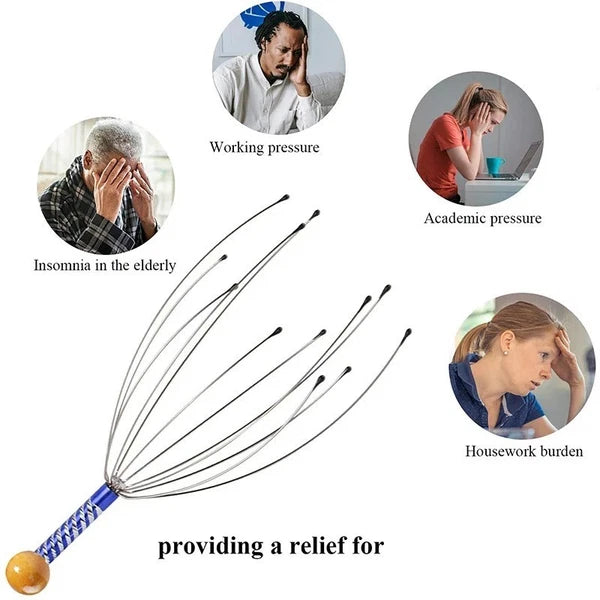 Octopus Head & Scalp Massager UK - Relaxation Tool Body Scratcher Tension Relief