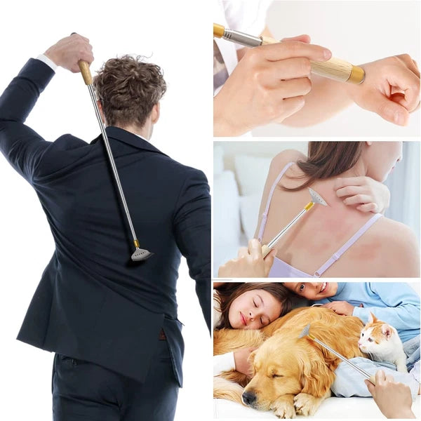 Back Scratchers Extendable Metal Wooden Handle Massage Roller 2 Pack