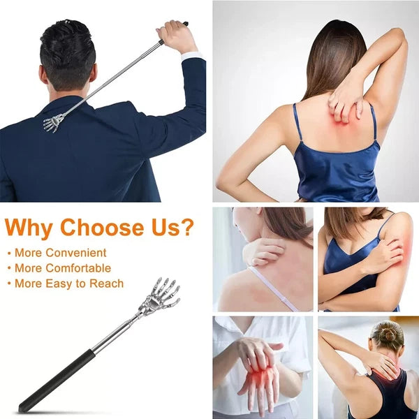 Extendable Back Scratcher Metal Telescopic Eagle Claw Portable Black Massager UK