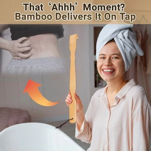 Wooden Bamboo Back Scratcher, 17" Natural Handmade Back Scratchers for 3 Pack