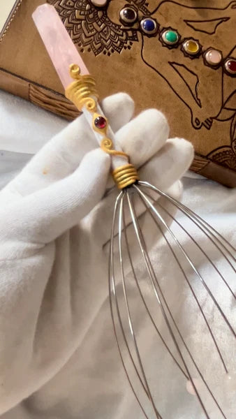 Rose Quartz Crystal Head Massager Octopus Scalp Scratcher Handmade Crystal Gift